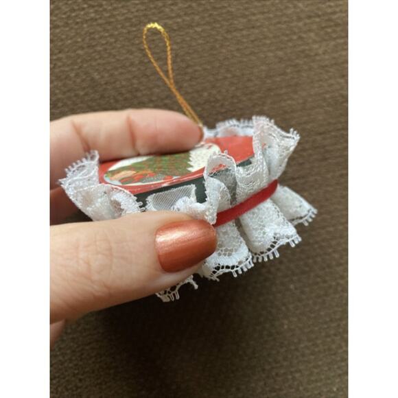 Handmade Red Wooden Heart Decoration Christmas Tree Ribbon White Ornament Cute - Picture 7 of 11